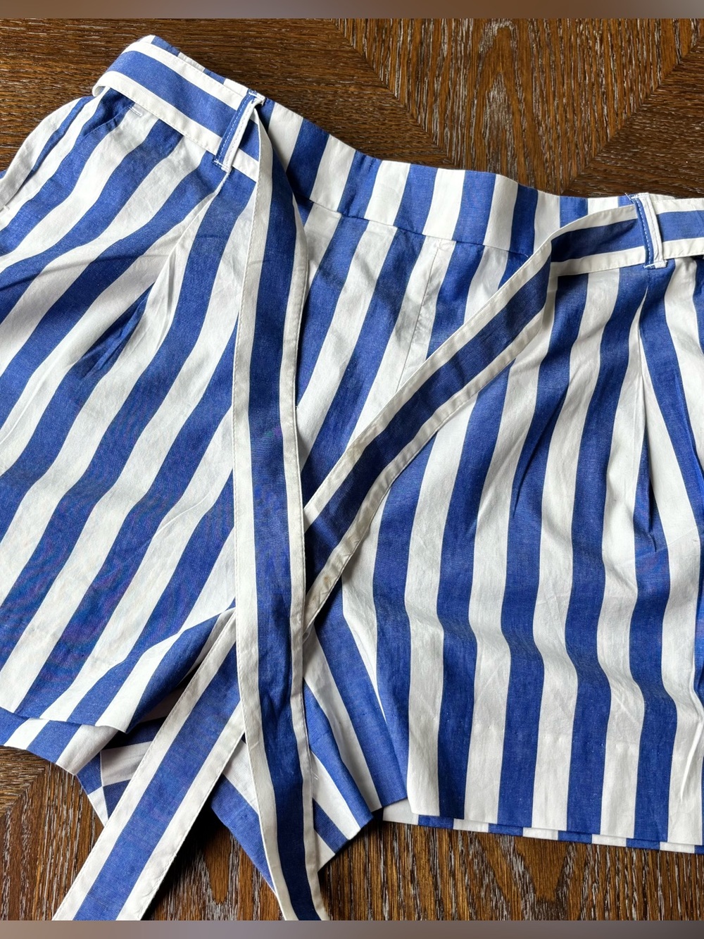 J.Crew Blue & White Striped Women’s Shorts with Waist Tie